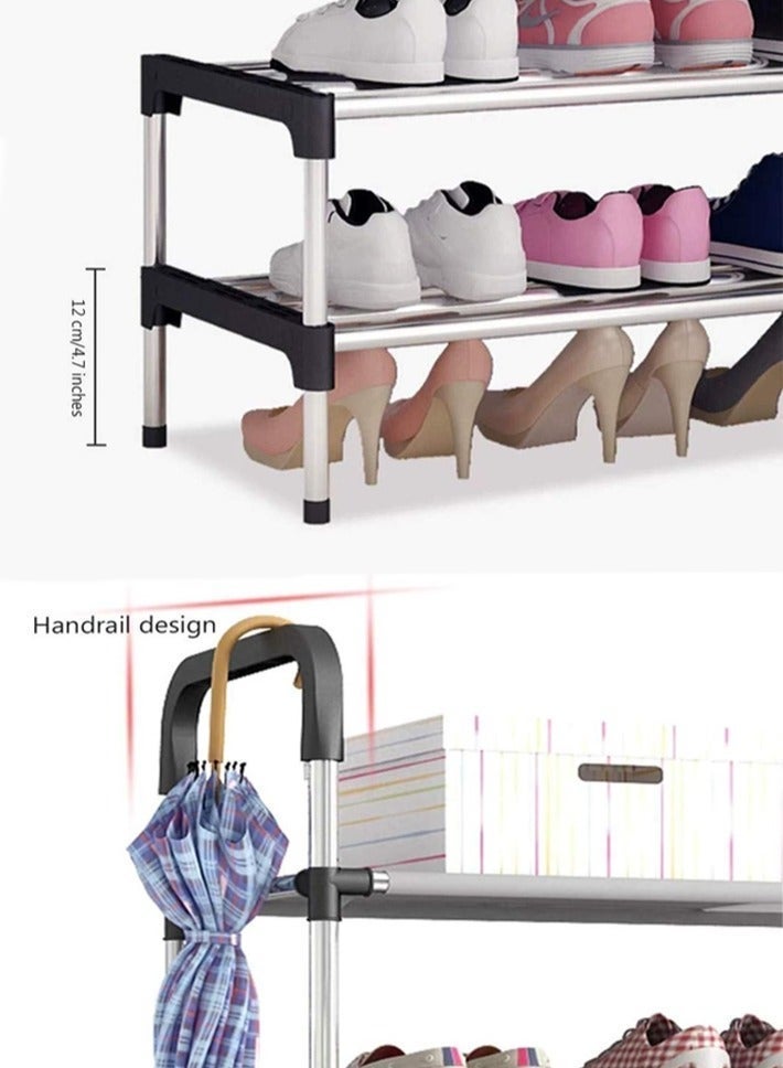 dida-cosmos Shoe Racks, Free Standing Shoe Storage 6 Tier Shoe Rack Shelf Storage Organizer Stand Holder Keep Room Neat Door Space Saving (silver/black , 6-Tier) - Image 5