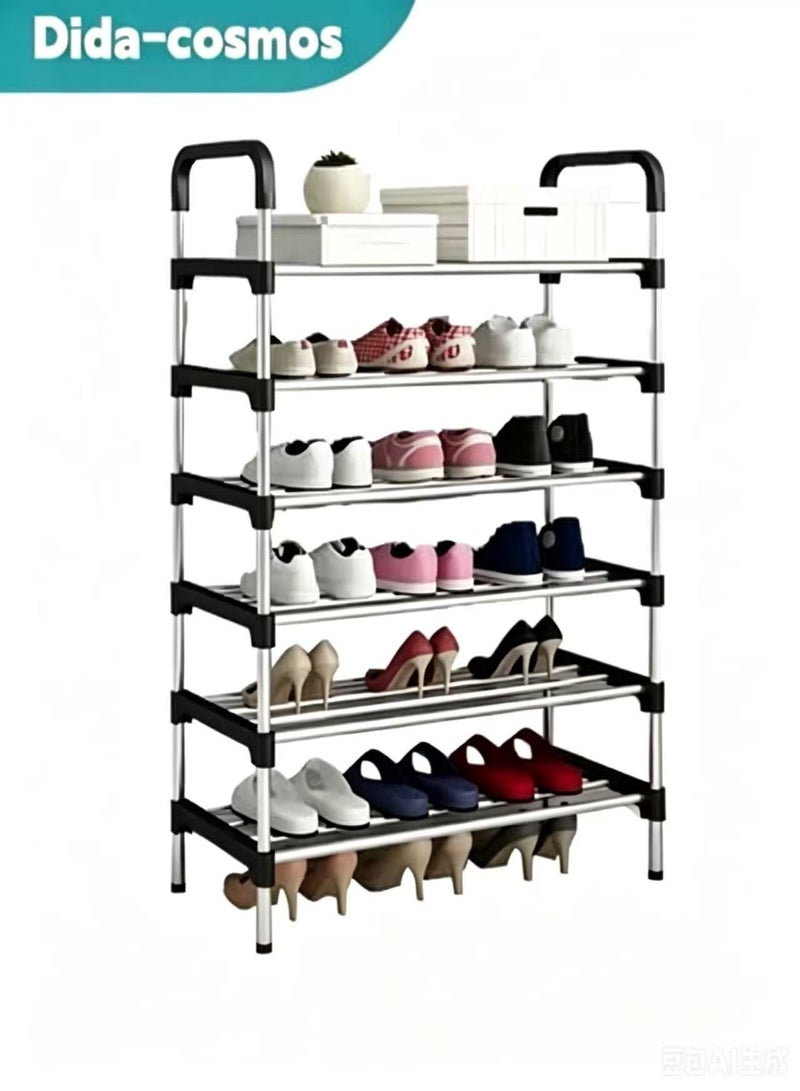 dida-cosmos Shoe Racks, Free Standing Shoe Storage 6 Tier Shoe Rack Shelf Storage Organizer Stand Holder Keep Room Neat Door Space Saving (silver/black , 6-Tier) - Image 1