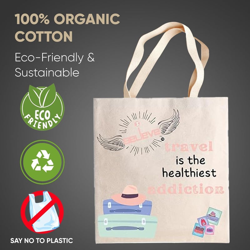 STRUTT حقائب قماش قابلة لإعادة الاستخدام أؤمن بها | حقيبة تسوق من قطن عضوي 100% | متعددة الأغراض صديقة للبيئة | حقيبة قماش متينة بسعة 15 كجم | حقيبة كلية للاستخدام اليومي | عبوة واحدة (في الإضافات) - Image 5