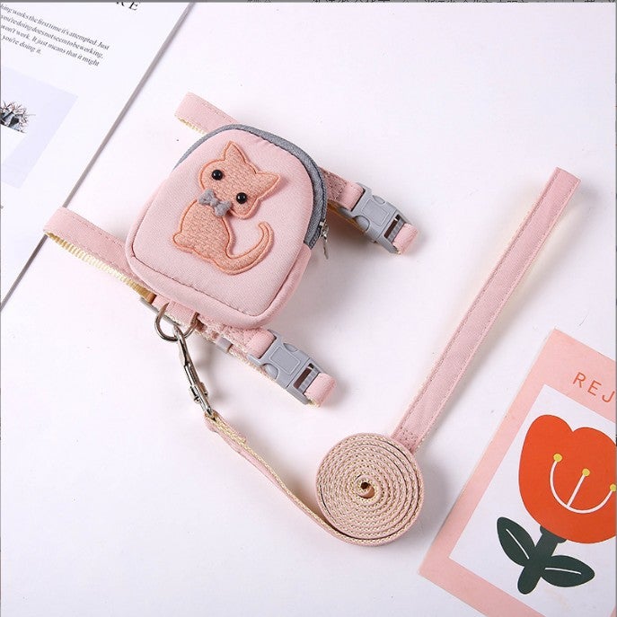 Generic Dog traction rope anti-break free cat walking rope dog rope cat pet backpack chest strap adjustable factory direct sales Pink Cat Bag suit