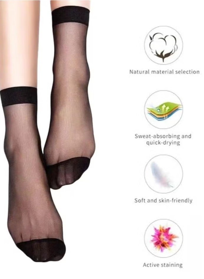 LANG SHA Short stockings for women, thin spring and summer anti-snag core-spun silk socks, ultra-thin, wear-resistant and durable flesh-colored socks for women, elastic and smooth ankle socks (5 pairs, dark skin color)  - Image 2