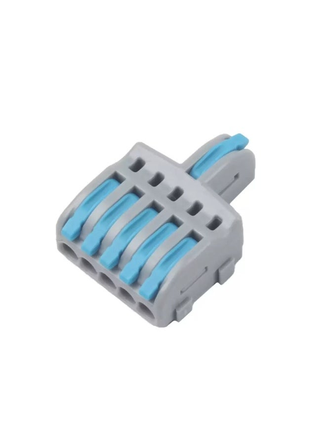 Elitco Elitco - Button Wire Connector 1-in-5-out, Blue 0.08-4mm2 Electrical Cable Quick Terminal Block Lever-Nut Wire Connectors for Wiring Clip(Blue Color) 