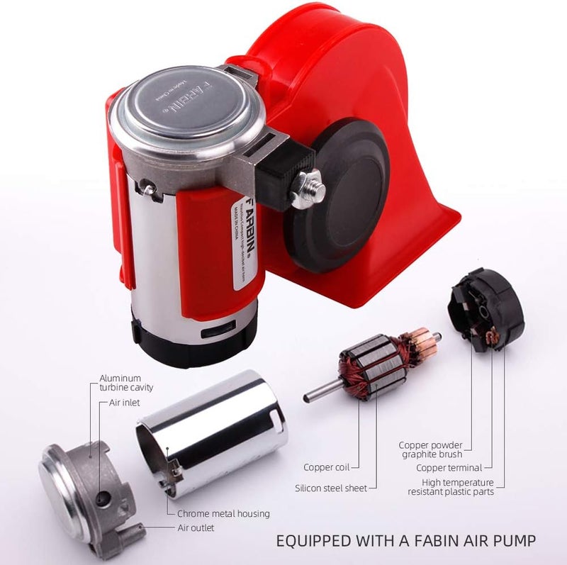 FARBIN 12V Loud Air Horn Kit with Relay - Train Horn for Trucks, Cars, Motorcycles, Golf Carts, and Boats - Image 2