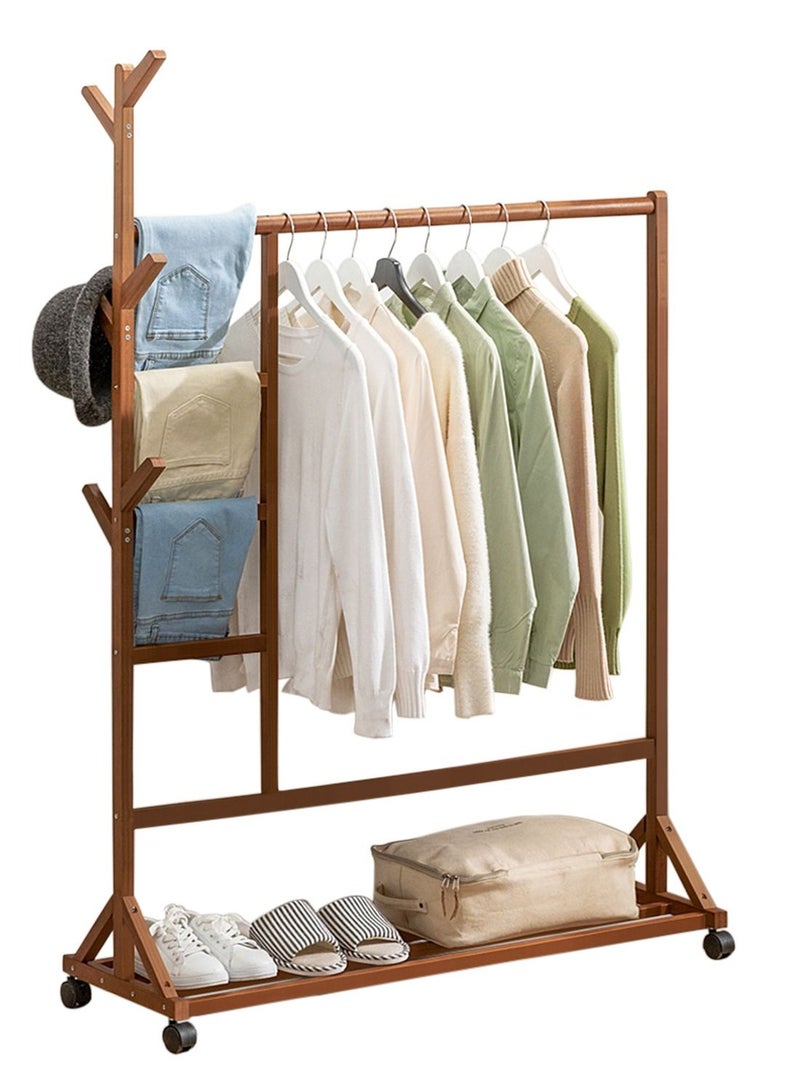 أم تي أل علاقة ملابس, رف ملابس مصنوع من الخيزران 100*35*155سم - Image 1