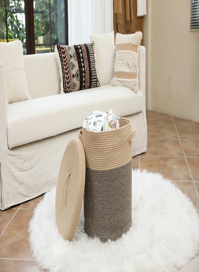 ALBY® Extra Large Storage Basket with Lid, Cotton Rope Storage Baskets, Laundry Hamper, Cloth Bin, for Clothes Towels Blankets Pillows Storage in Living Room, Multicolour (10'x'12 inch small) - Image 5