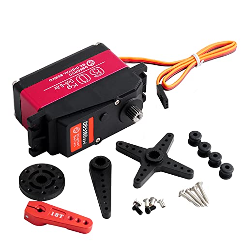 Wishiot DS5160SSG 60kg Servo Motor 180 Degree RC Car Digital Servo Large Torque High Speed Waterproof Servo Metal Gear with 18T Aluminum Servo Arm for Crawler Baja Cars Robotics DIY Projects - Image 1
