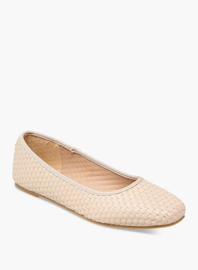 Flora Bella By Shoexpress Women Textured Square Toe Slip-On Ballerina Shoes