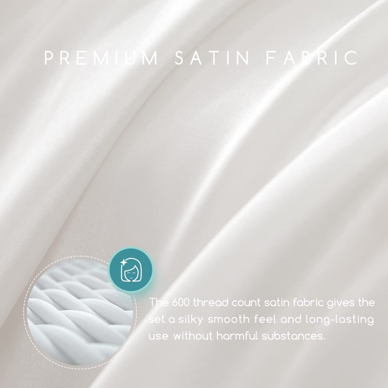 MR&HM Satin Bed Sheets  California King Size Sheets Set  4 Pcs Silky Bedding Set with 15 Inches Deep Pocket for Mattress(California King  Ivory)