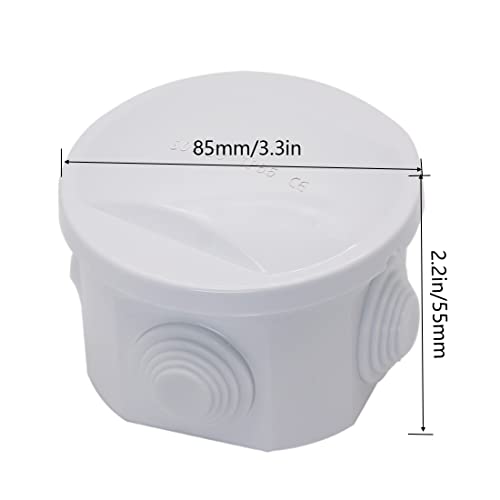 Zulkit Junction Box ABS Plastic Dustproof Waterproof IP55 Universal Electrical Boxes Project Enclosure White D3.1 x H2 - Image 2