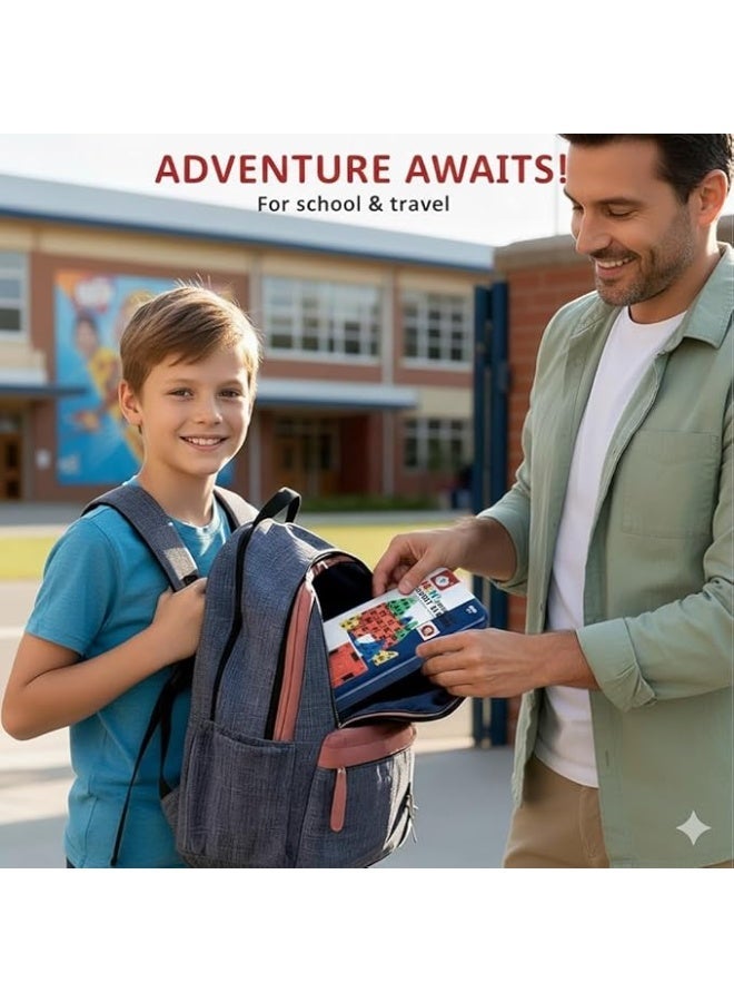 بلاطات مغناطيسية صغيرة للأطفال | حجم سفر 30 قطعة من مكعبات البناء المغناطيسية مع صندوق حديدي | ألعاب سفر خفيفة الوزن ومحمولة للأطفال من عمر 3 سنوات فما فوق من الفتيان والفتيات والأطفال الصغار | هدايا تعليمية لمرحلة ما قبل المدرسة | Micro Mags - Image 4