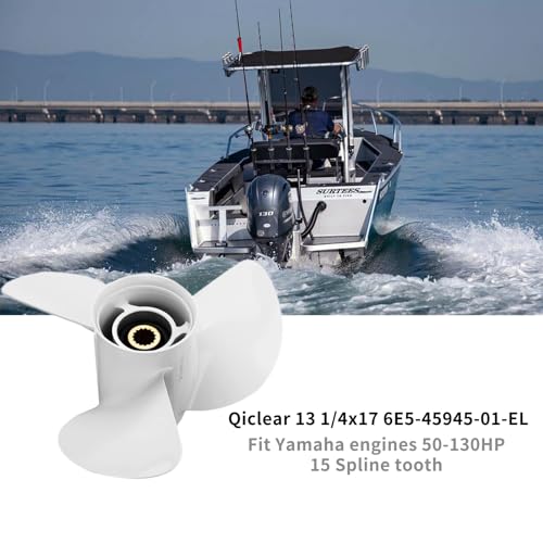 Qiclear 13 1/4 x 17-K | 6E5-45945-01-EL OEM Upgrade Aluminum Outboard Moto Boat Propeller fit Yamaha Engines 60-115 HP, 15 Spline Tooth - Image 3