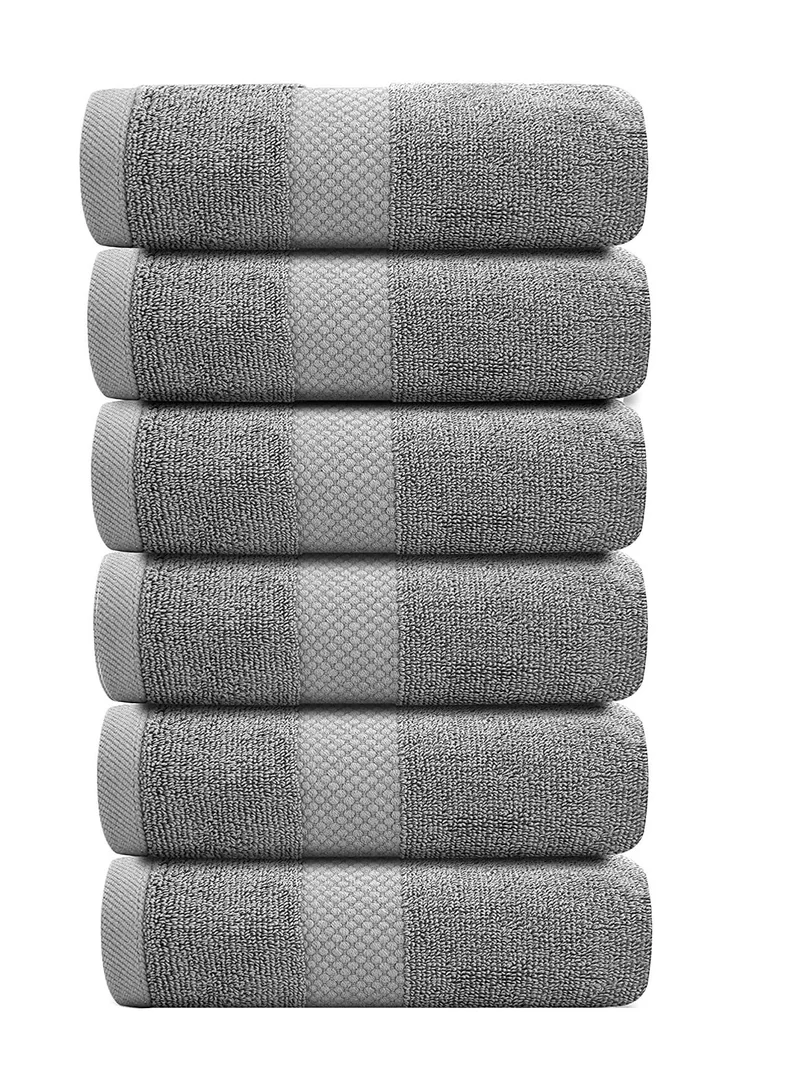 1Chase Luxury Hand Towels Cotton Hotel spa Bathroom Towel 16x30 Set Of 6  Grey