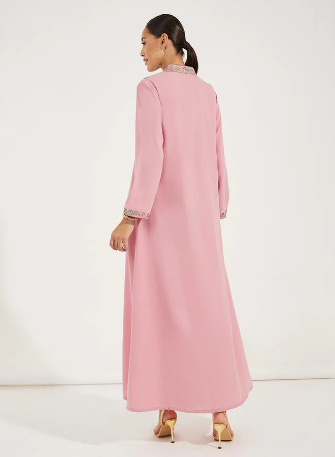 Maxim Creation Multi Dori Work Collared Jalabiya by Styli