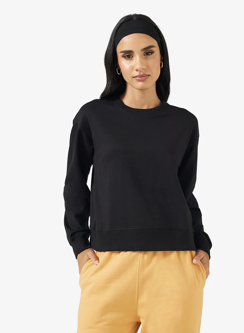 جينجر بيسيكس Cotton Oversize Crew Neck Essential Sweatshirt