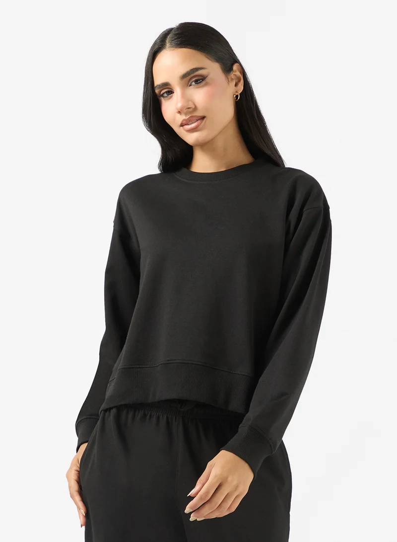 جينجر بيسيكس سويت شيرت أساسي بياقة دائرية قطني واسع