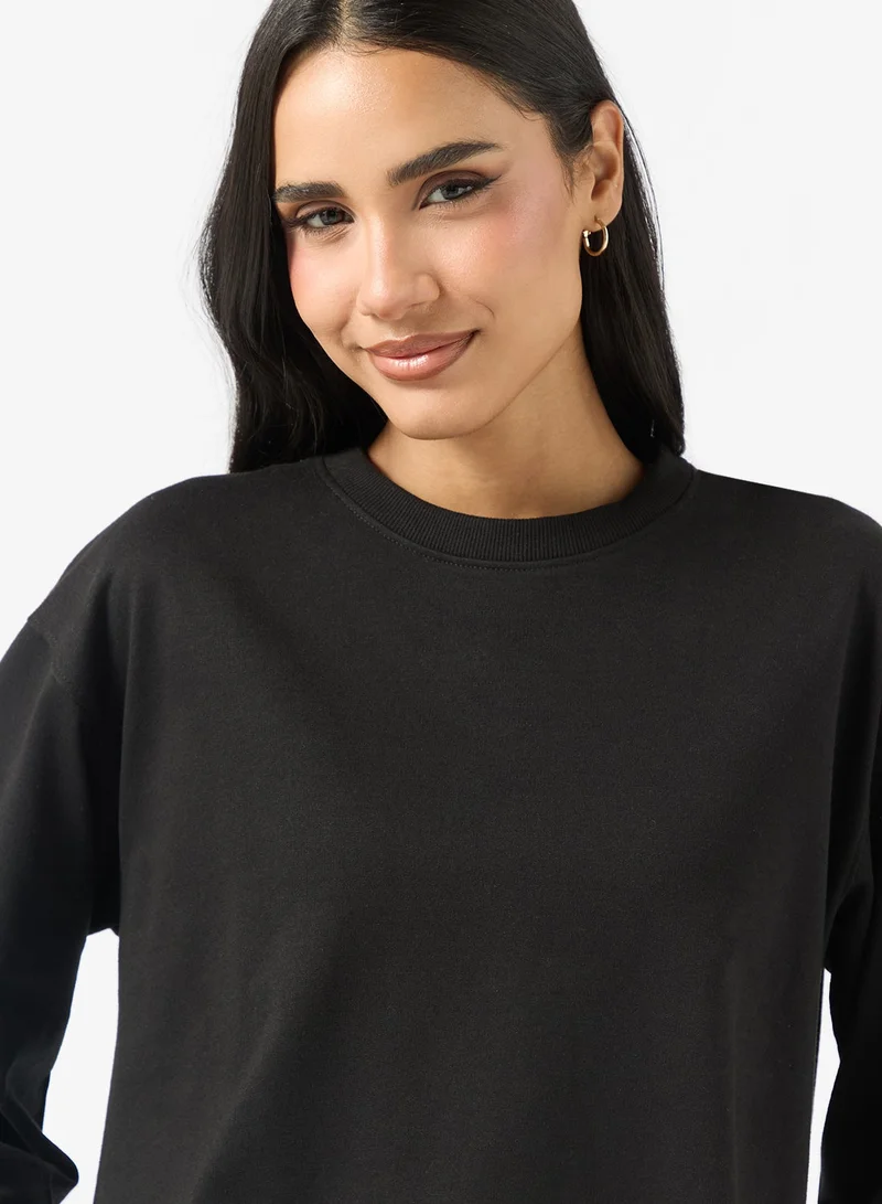 Ginger Basics  Cotton Oversize Crew Neck Essential Sweatshirt for Women | Best Price UAE