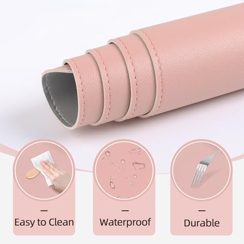 TOHONFOO Makeup Mat for Vanity to Protect Desk Top, Dual-Sided Makeup Mat, Easy to Clean Desk Pad - Waterproof and Oilproof Vanity Accessories, 39.4 x 11.8 in (Pink and Silver) - Image 4