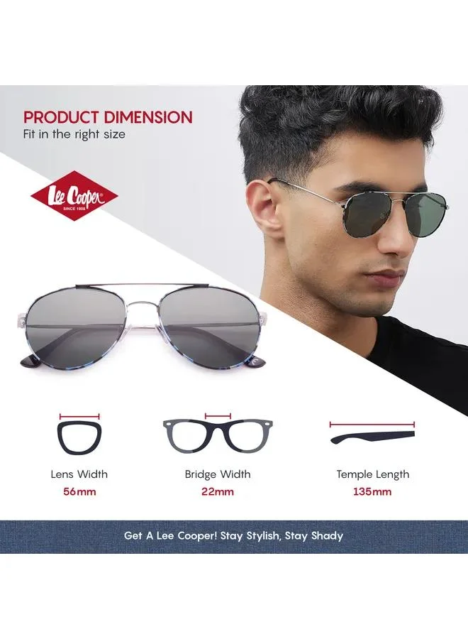 Lee Cooper Polarized Sunglasses Silver Frame G15 Mirror Lens 56mm  - LC1205C03