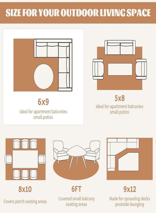 Ileading Outdoor Plastic Straw Rug 6x9ft Modern Geometric Style Reversible Patio Area Rugs Waterproof Non Shedding Portable Carpets for Rv Outside Deck Pool Beach Picnic Camping (Orange) - Image 5