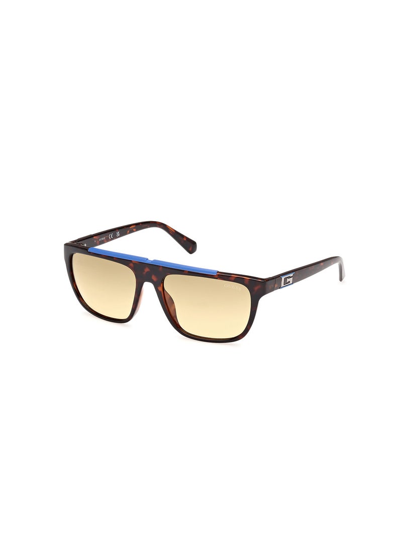 GUESS Men's UV Protection Rectangular Shape Sunglasses - GU0012252F57 - Lens Size: 57 Mm - Dark Havana - Image 1