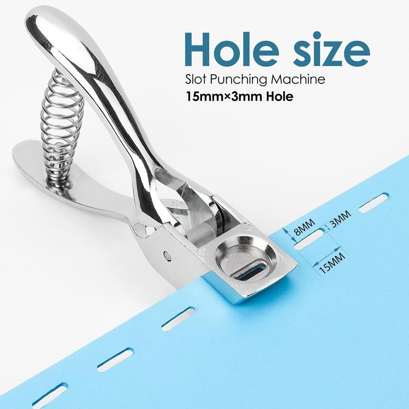 MROCO Hole Punch One Slot Badge Punch for ID Cards, Handheld, No Burrs, Metal Badge Puncher, 15mm x 3mm Hole Size - Image 3