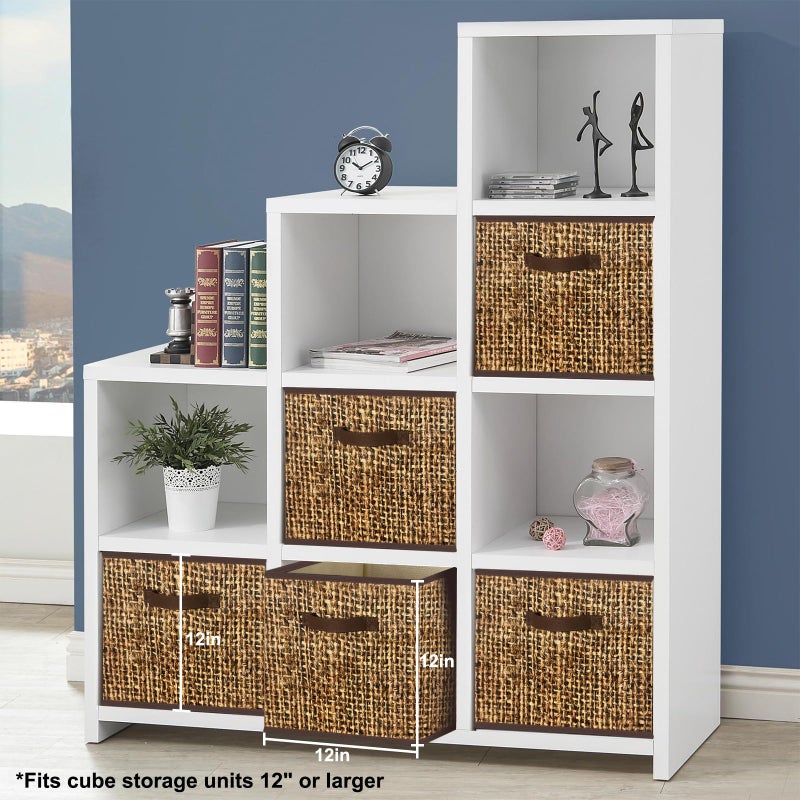 homyfort 12x12 Cube Storage Bins - Fabric Cubby Bins with Dual Handles, Collapsible Storage Organizer for Shelf, Closet, Nursery, Set of 6 ï¼ˆNot Rattan Weavingï¼‰ - Image 4