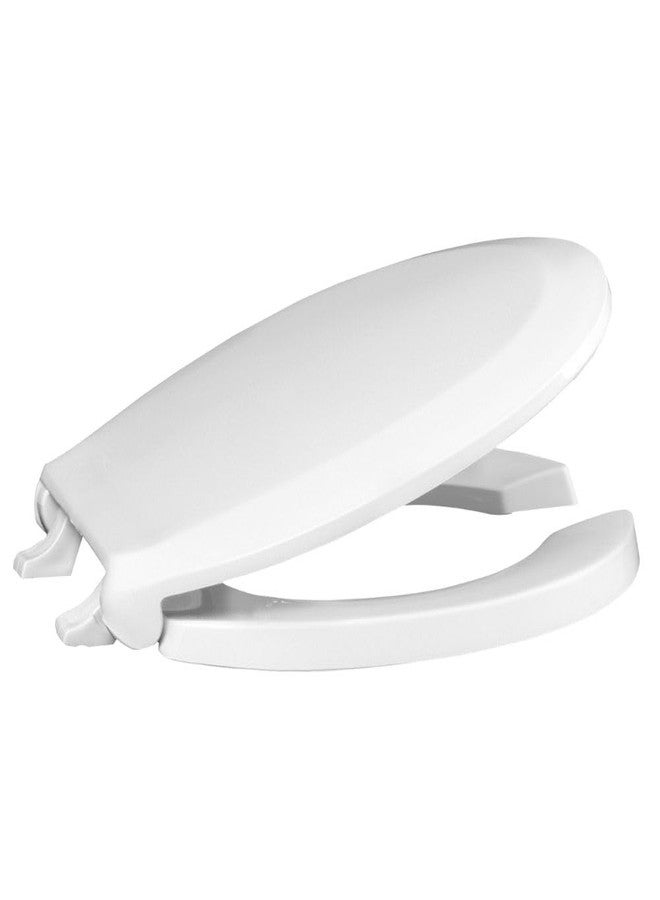 Centoco Toilet Seat Round, Lock In Place, Fast-N-Lock Mounting, Open Front With Cover, Commercial, Plastic, Made in the USA, 460STSFE-001, White - Image 1