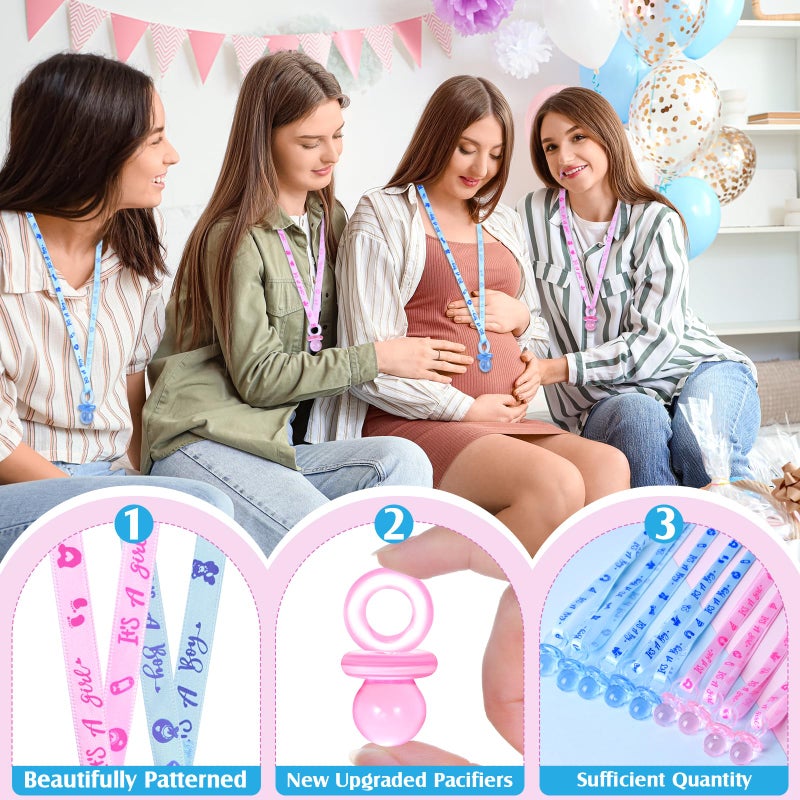 ZYFLSQ 36 Pieces Baby Shower Pacifiers Necklace  Cute Acrylic Pacifier Necklaces For Baby Shower Games Charm  Party Favors  Gender Reveal Necklaces Decorations Diy  Gender Reveal Table Scatter(Blue&Pink) - Image 3