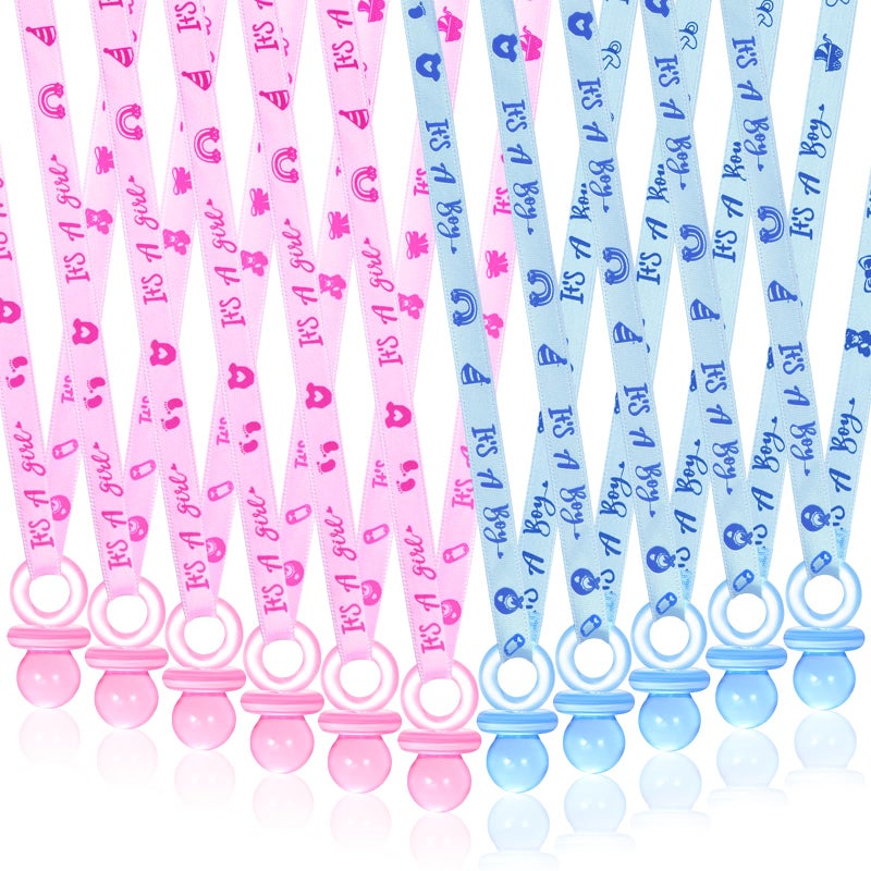 ZYFLSQ 36 Pieces Baby Shower Pacifiers Necklace  Cute Acrylic Pacifier Necklaces For Baby Shower Games Charm  Party Favors  Gender Reveal Necklaces Decorations Diy  Gender Reveal Table Scatter(Blue&Pink) - Image 1