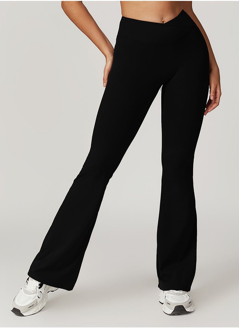 General - Womens Flare Leggings Crossover Yoga Pants Push Up Wide Leg Trousers - Image 1
