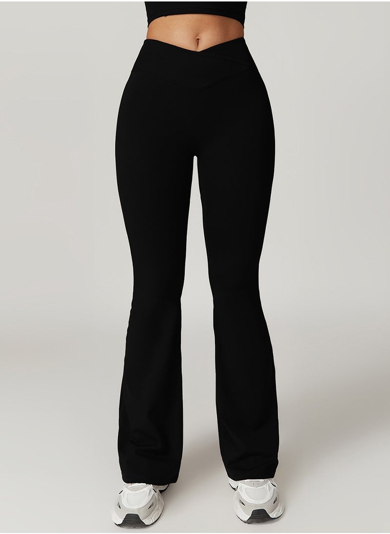 General - Womens Flare Leggings Crossover Yoga Pants Push Up Wide Leg Trousers - Image 1