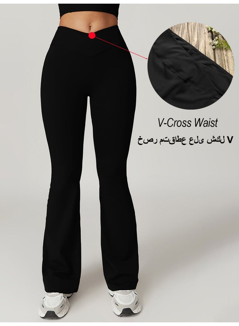 general Womens Flare Leggings Crossover Yoga Pants Push Up Wide Leg Trousers - Image 2