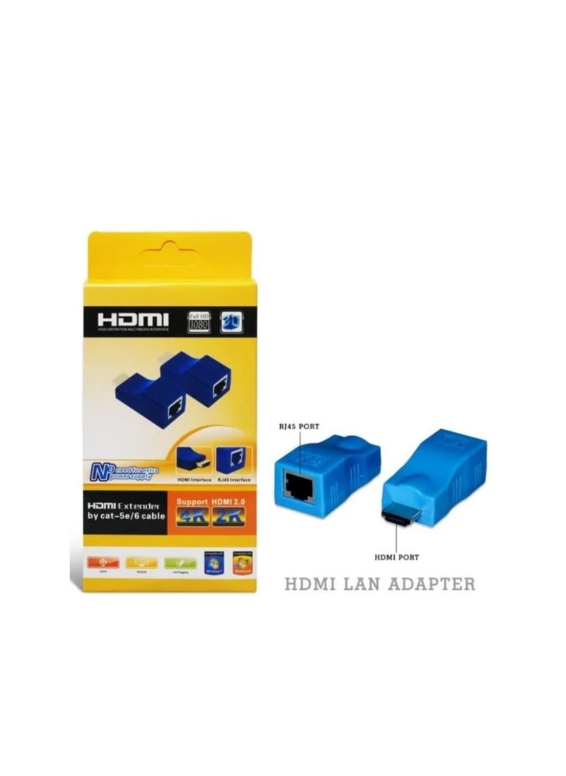 Generic HDMI to RJ45 Extender,HDMI Converter Repeater, 2 Pack HDMI Extender Transmitter and Receiver Network RJ45 Over Ethernet LAN Cat 5e / 6 / 6e, Support HDTV 1080P 3D  - Image 2