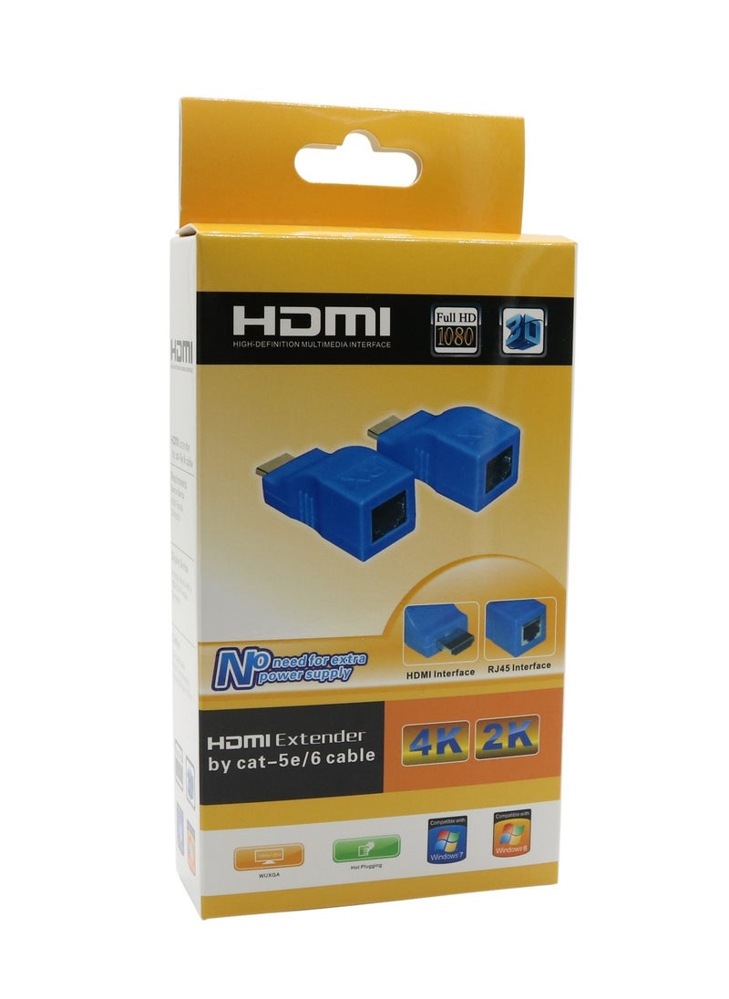 Generic HDMI to RJ45 Extender,HDMI Converter Repeater, 2 Pack HDMI Extender Transmitter and Receiver Network RJ45 Over Ethernet LAN Cat 5e / 6 / 6e, Support HDTV 1080P 3D  - Image 1