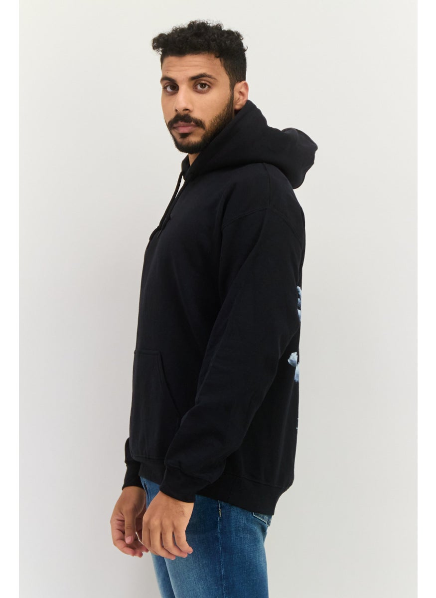 Night Addict Men Hooded Graphic Print Long Sleeves Sweatshirt, Black  - Image 2