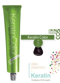 KERATIN 100% Ammonia-Free Keratin Infused Black Hair Color 100 ml 1.0 