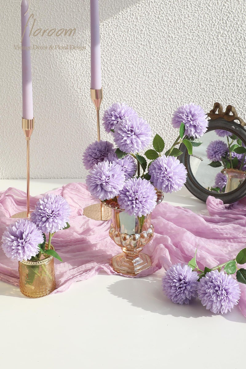 Floroom 12pcs Lilac Faux Silk Mums Artificial Flowers Bulk Fake Chrysanthemums with Stems for DIY Wedding Table Centerpieces Floral Arrangements Vase Fillers Home Decorations - Image 2