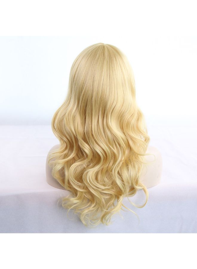 NIBEMINENT Heat Resistant Long Curly Full Wig Blonde 8x8x8cm - Image 4