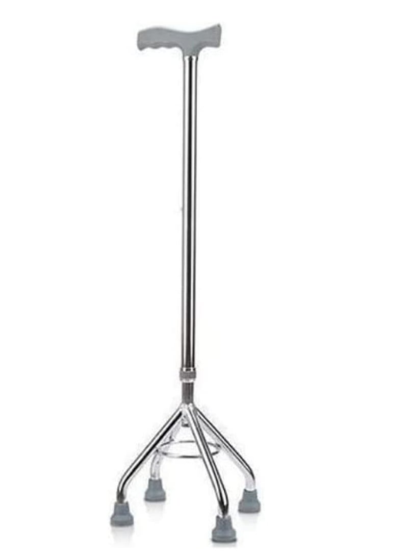 عكاز رباعي الأرجل لكبار السن، عصا مشي آمنة من الفولاذ المقاوم للصدأ بأربعة أرجل