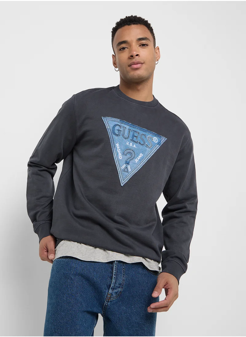 جس Crew Neck Logo Detailed Sweatshirt