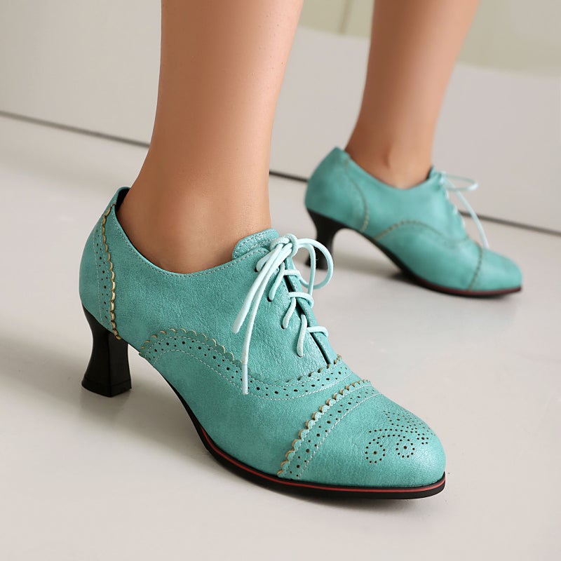 2025 New Lace-Up High-Heeled Shoes Burned Flower Plus Size 40-48 Office Work Shoes Women'S Shoes Trendy - Image 2