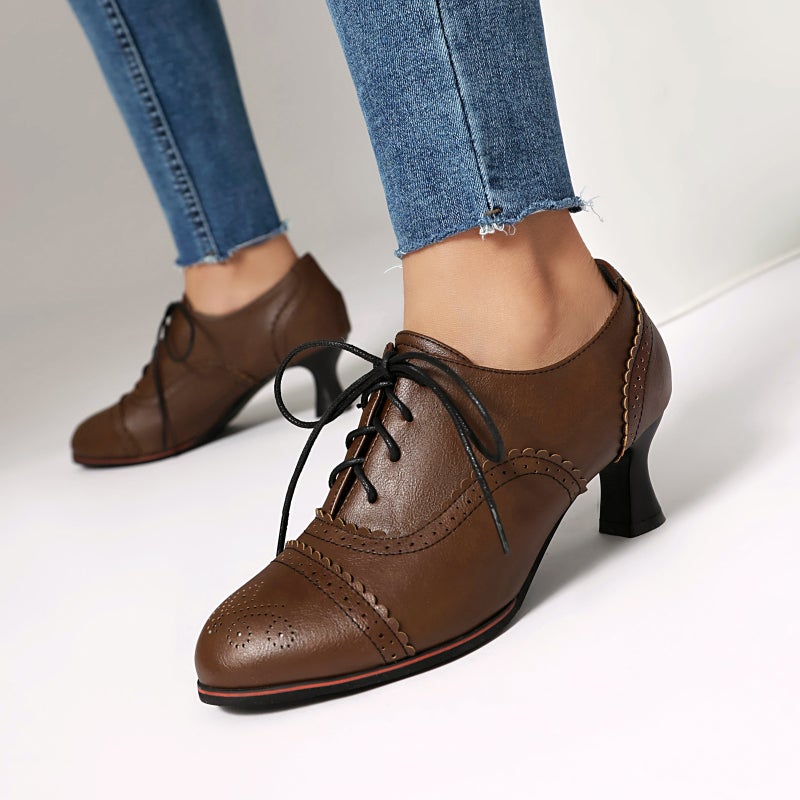 2025 New Lace-Up High-Heeled Shoes Burned Flower Plus Size 40-48 Office Work Shoes Women'S Shoes Trendy - Image 5