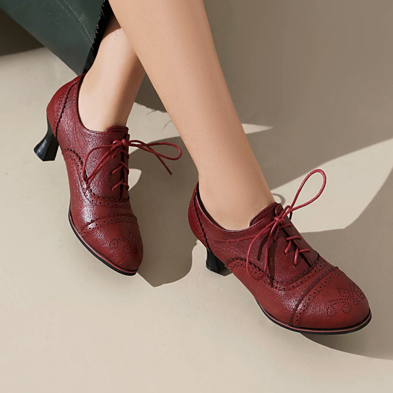 2025 New Lace-Up High-Heeled Shoes Burned Flower Plus Size 40-48 Office Work Shoes Women'S Shoes Trendy - Image 4
