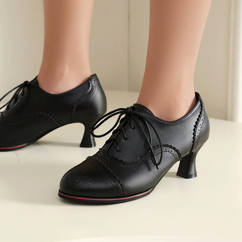 2025 New Lace-Up High-Heeled Shoes Burned Flower Plus Size 40-48 Office Work Shoes Women'S Shoes Trendy - Image 3