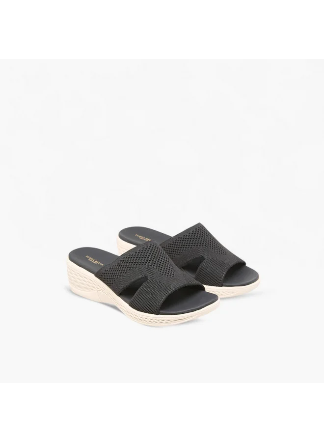 Flora Bella By Shoexpress Women Textured Slip-On Sandals with Wedge Heels