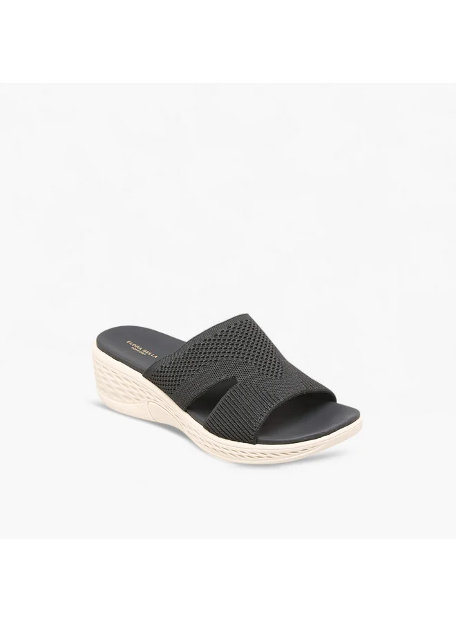 Flora Bella By Shoexpress Women Textured Slip-On Sandals with Wedge Heels