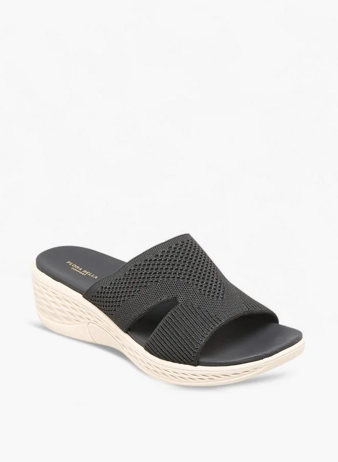 Flora Bella By Shoexpress Flora Bella Textured Slip-On Sandals With Wedge Heels