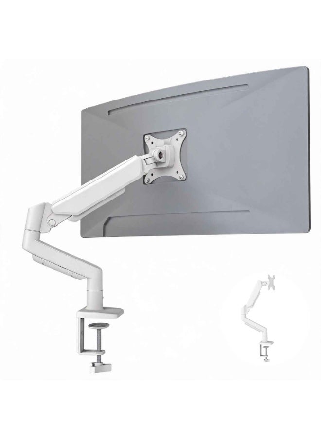 Single Monitor Arm,for 13-32" Screens up to 22 lbs, Ergonomic Gas Spring Monitor Stand with Height Adjust, Tilt, Swivel & Cable Management, VESA Desk Mount with 2 Types of Installation, White,Adjustable Monitor Mount with C-Clamp and Grommet Base, Ergonomic Computer Monitor Mount - Image 1