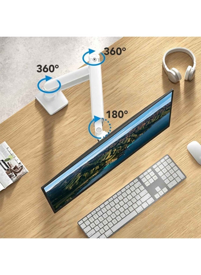 Single Monitor Arm,for 13-32" Screens up to 22 lbs, Ergonomic Gas Spring Monitor Stand with Height Adjust, Tilt, Swivel & Cable Management, VESA Desk Mount with 2 Types of Installation, White,Adjustable Monitor Mount with C-Clamp and Grommet Base, Ergonomic Computer Monitor Mount - Image 5