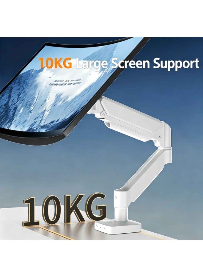 Single Monitor Arm,for 13-32" Screens up to 22 lbs, Ergonomic Gas Spring Monitor Stand with Height Adjust, Tilt, Swivel & Cable Management, VESA Desk Mount with 2 Types of Installation, White,Adjustable Monitor Mount with C-Clamp and Grommet Base, Ergonomic Computer Monitor Mount - Image 3